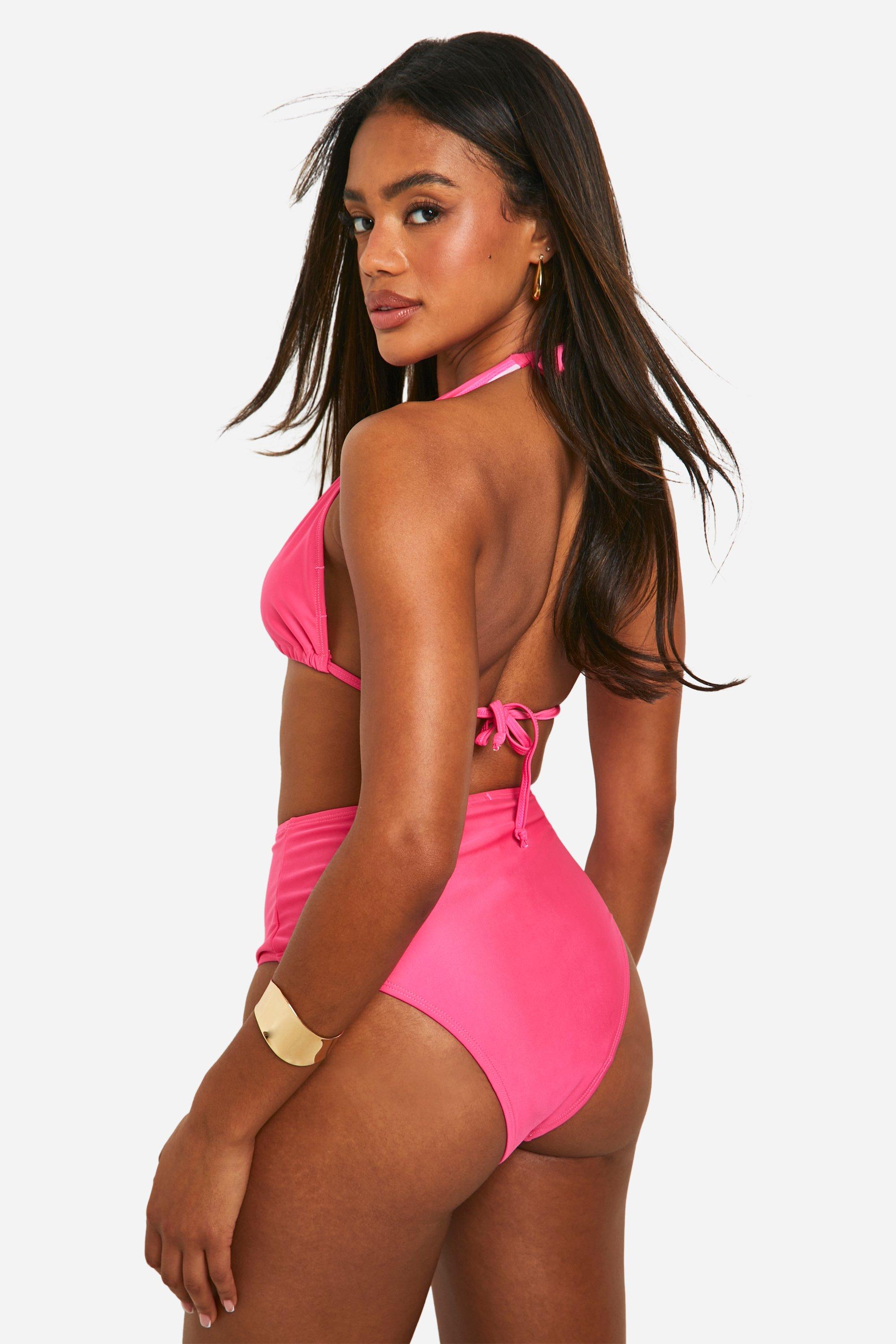 Boohoo Women s Tummy Control Halterneck High Waisted Bikini Set